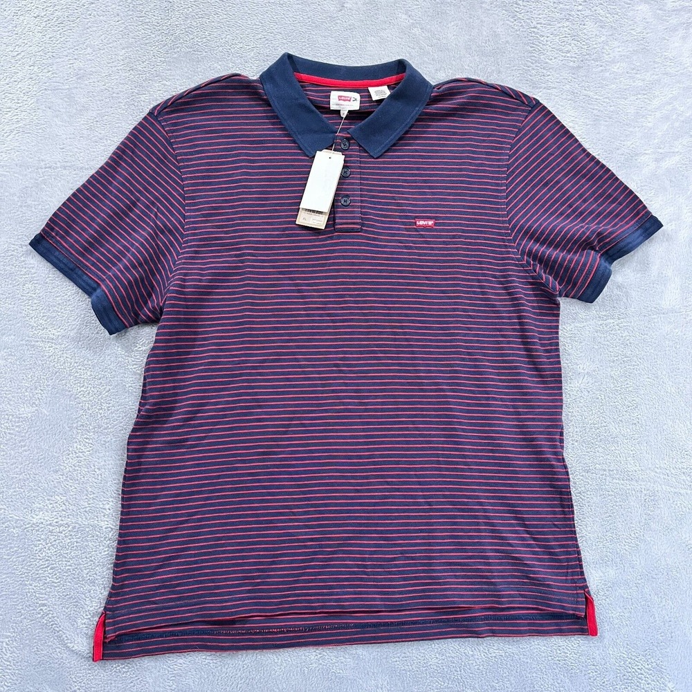 Levi' Polo‎ Shirt Mens XL Slim Fit Stretch Cotton Striped Preppy